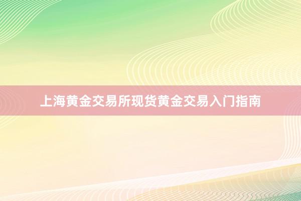 上海黄金交易所现货黄金交易入门指南