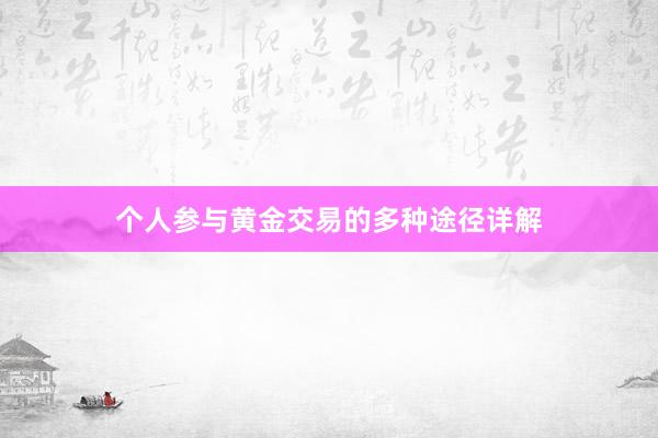 个人参与黄金交易的多种途径详解
